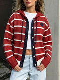 Les femmes tricotées Cardigan avec capot et cordon drawstring Casual et polyvalent