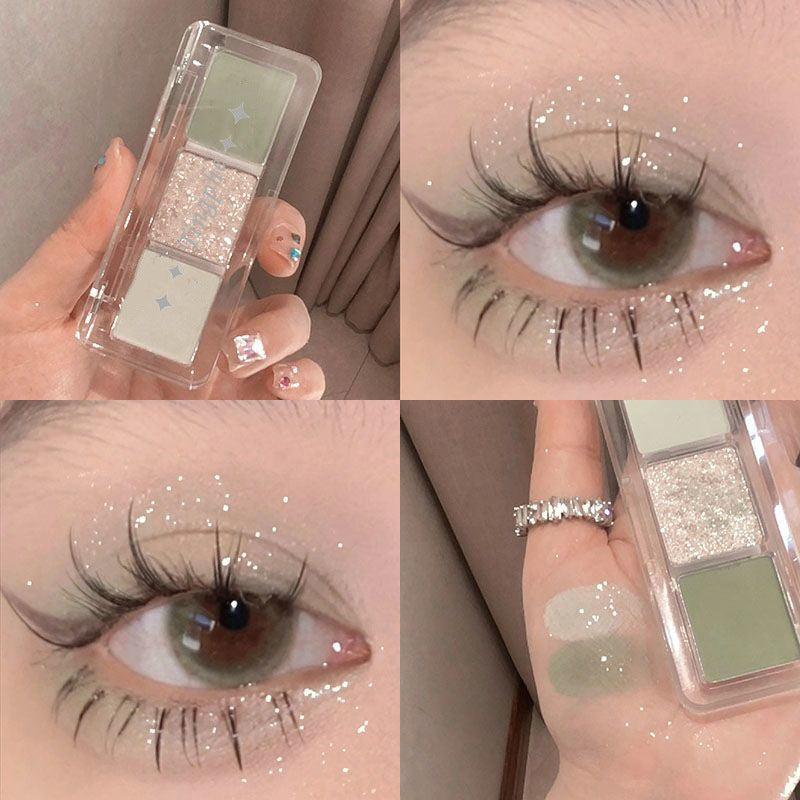 Tri-couleur vert Eyeshadow Matte Pearly et fin Shimmer