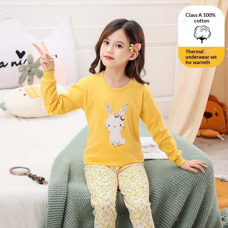 100 Sous-vêtements en coton Ensemble hauts et pantalons d'automne