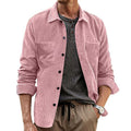 Homme Corduroy manches longues Casual Pocket Lapel Veste chemise