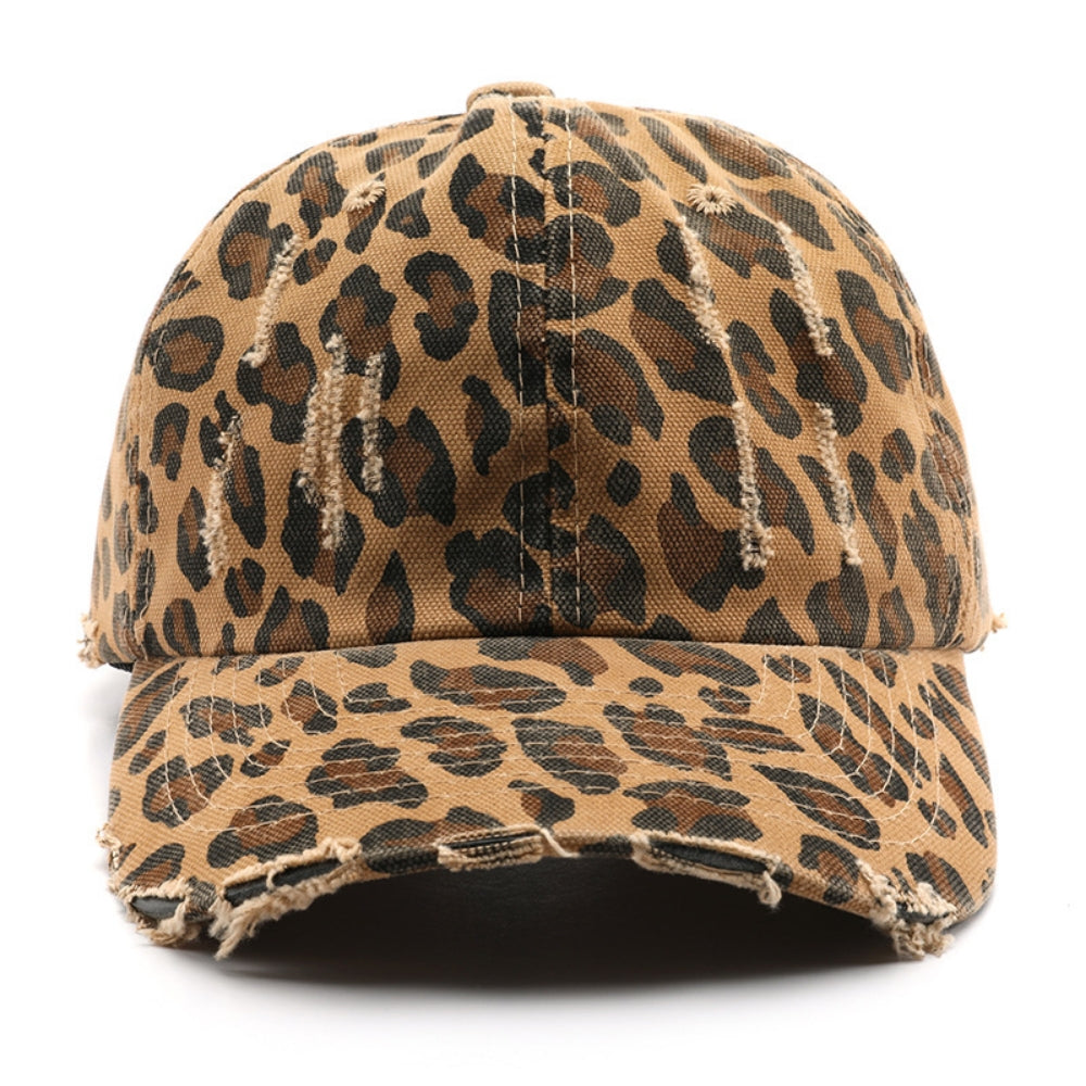 Leopard Print Diressed Beveled Ajustable Vintage style casual Casquette de baseball adapté pour