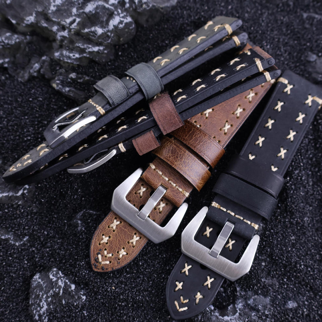 Montre en cuir artisanal avec une sangle tressée