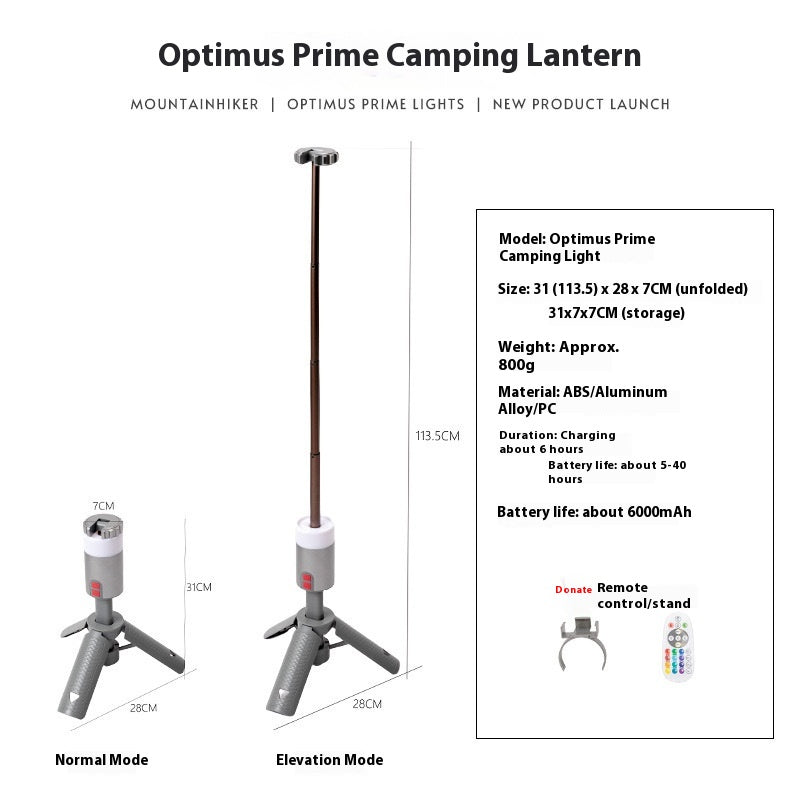 Lanterne de camping portable multi-fonctionnelle en alliage d'aluminium extérieur