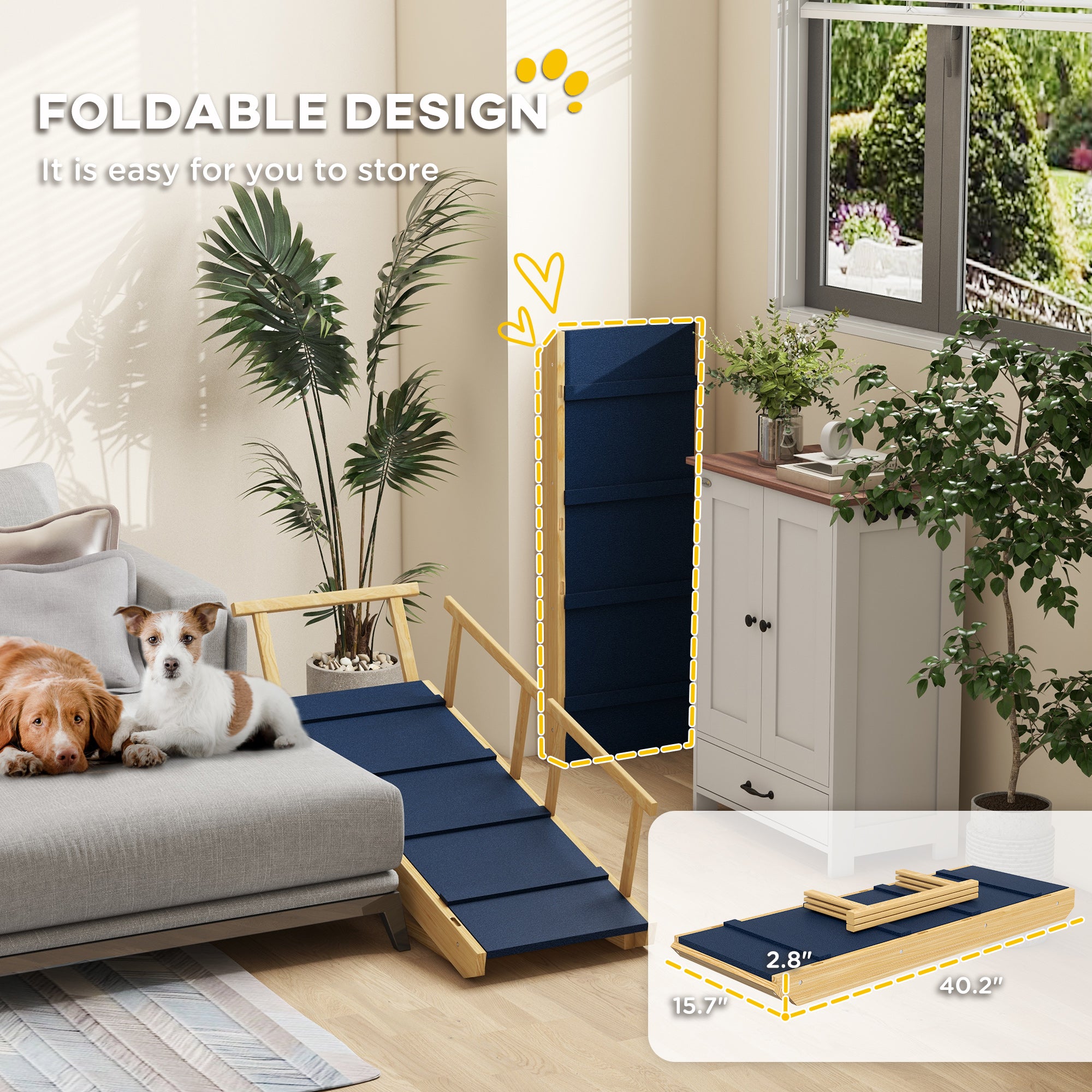 Ramp pour chien, marches réglables en hauteur, escaliers pliables pour chien avec tapis antidérapant pour petits à petits