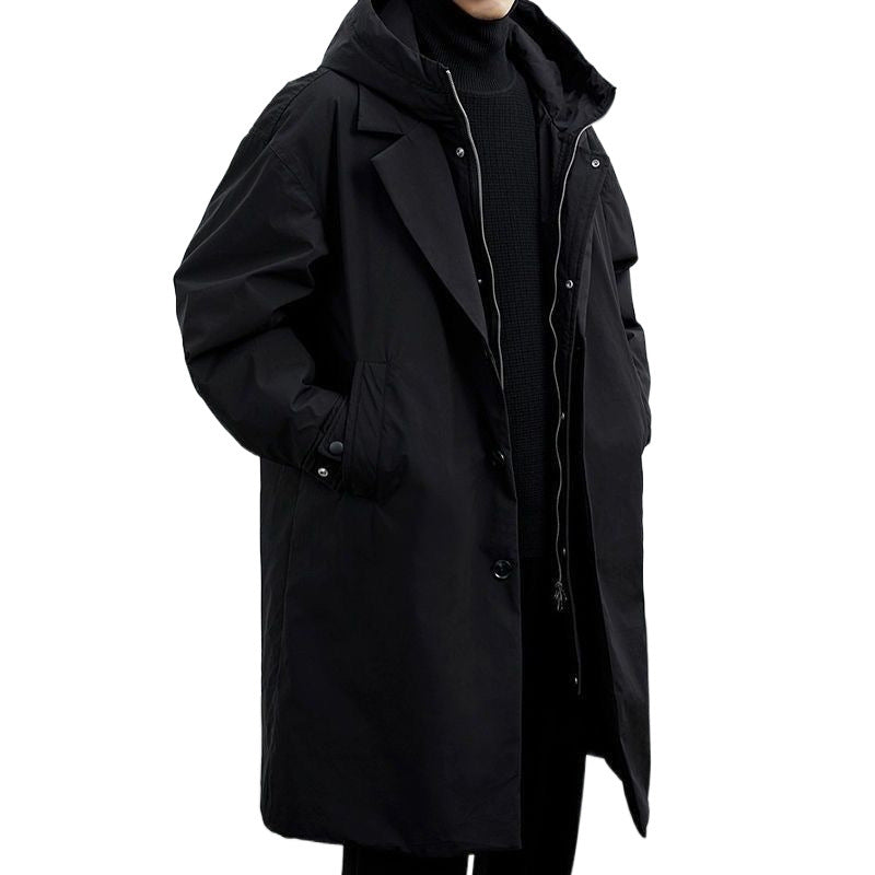 Faux manteau de tranchée thermique à capuchon de deux pièces