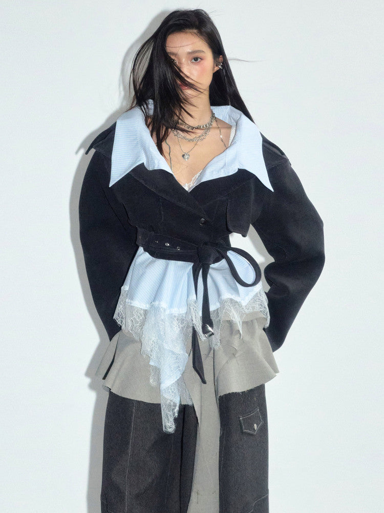 Manteau court en dentelle amovible en deux parties