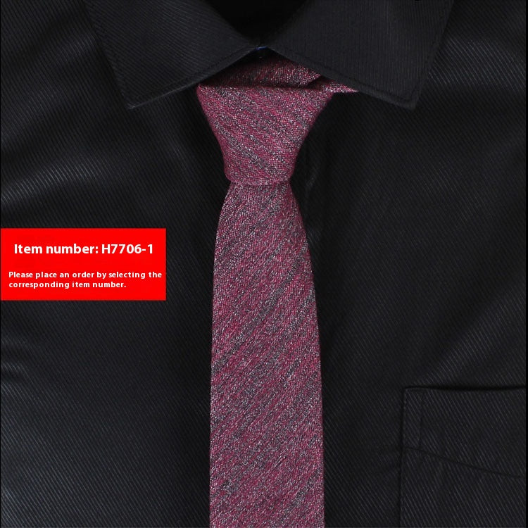 Solide Couleur Coréen Style Narrow Coton Homme 6cm Formel Porter Affaires Casual Mariage Tie