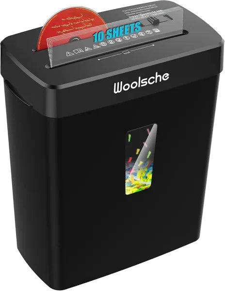 Déchiqueteuse de papier Woolsche - Coupe transversale de 10 feuilles avec panier de 3,43-Gallon - P-4 Niveau de sécurité