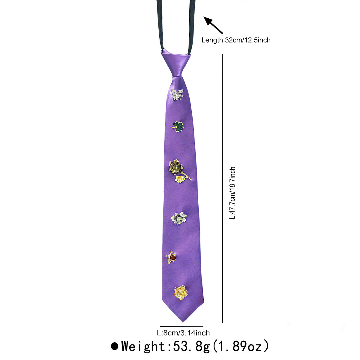 Accessoire aux fleurs en alliage de style rétro avec une cravate rouge et noire