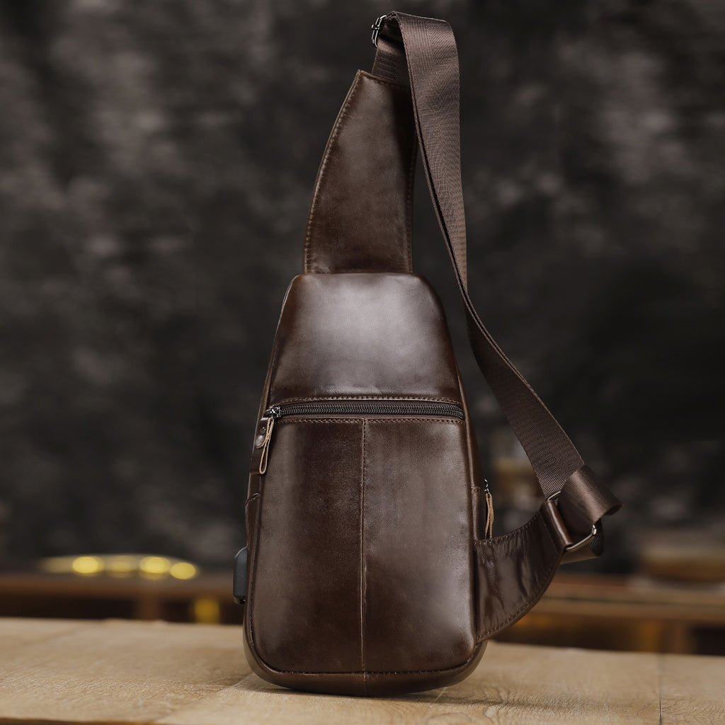 Véritable cuir homme Multifonctionnel Vieux sac de corps