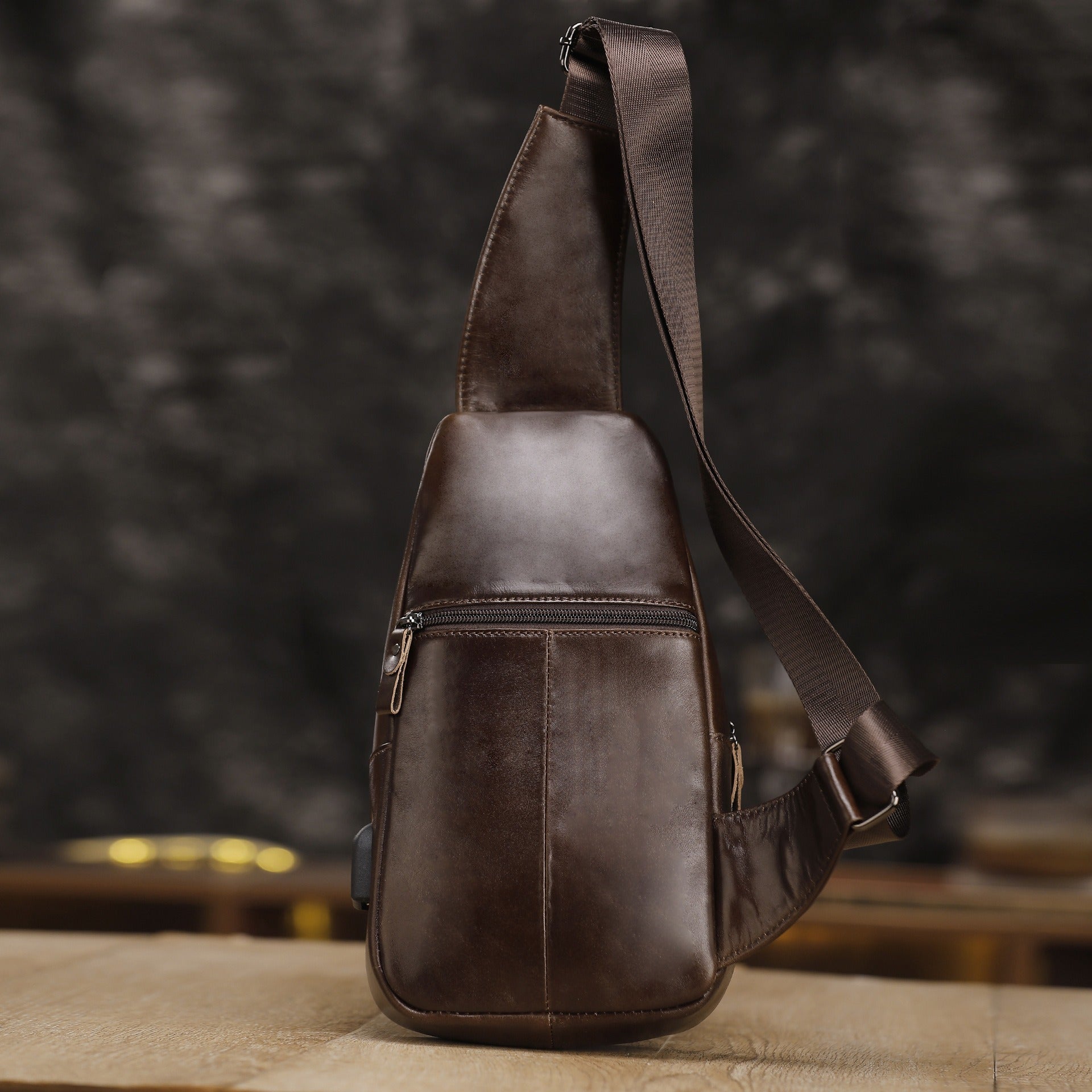 Véritable cuir homme Multifonctionnel Vieux sac de corps