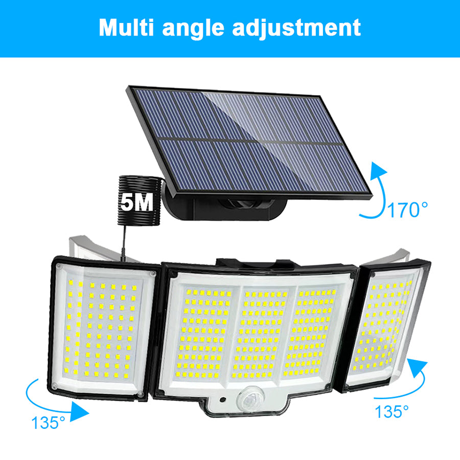 1,2 Pack Solar Lights Outdoor 348 LED Motion Sensor Lights With Remote Control 3 Head Wate