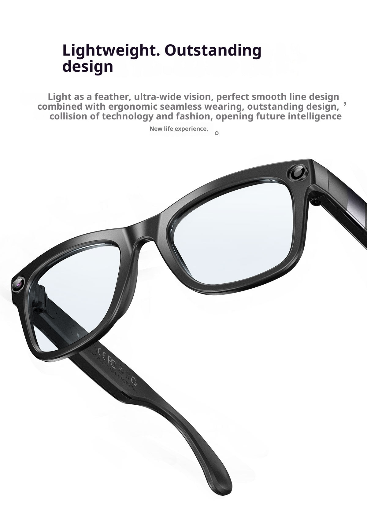 2MP AI Smart Glasses Bluetooth Sunglasses For Music Calling Translation