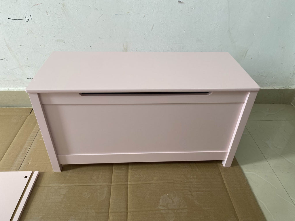 Rangement de boîtes de jouets en bois pour enfants avec couvercle à charnières de sécurité pour les 2 ans et plus (Pink)