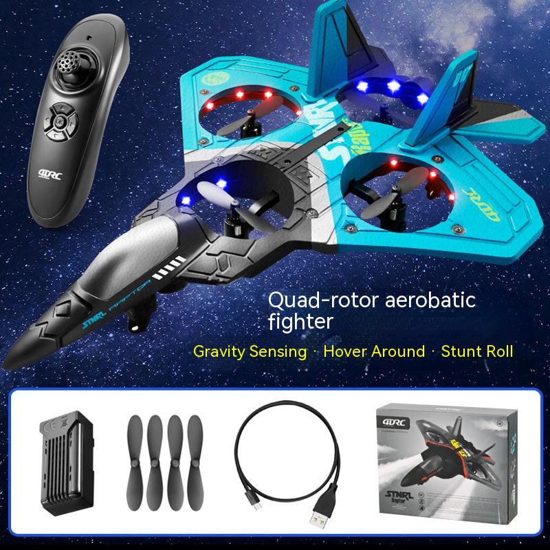 Aéronefs à télécommande pour enfants V17 Fighter Drone Résistant aux chutes Glider à aile fixe en mousse