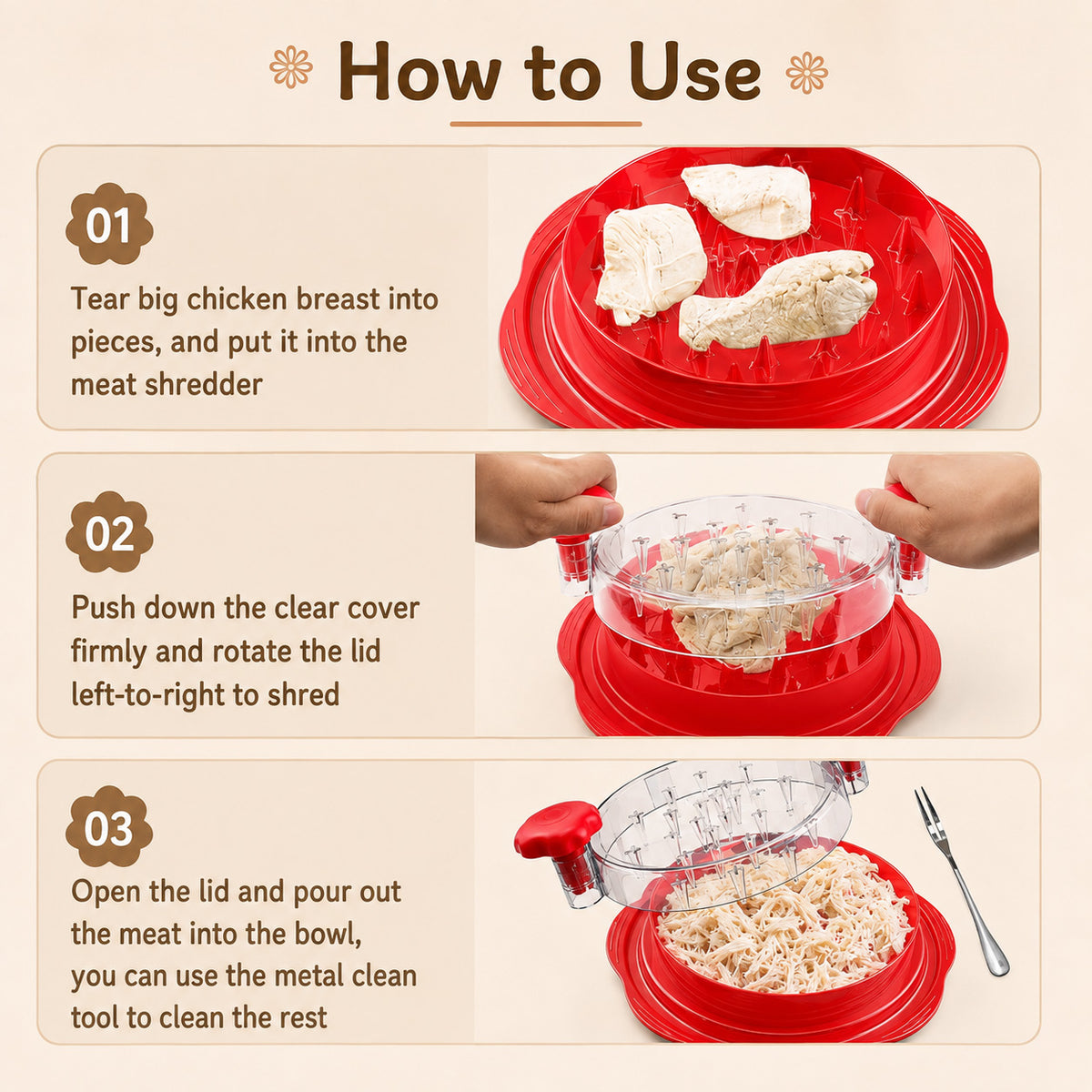Poulet Shredder outil Twist sert comme un Gadget de cuisine polyvalente pour Shredding porc de boeuf A