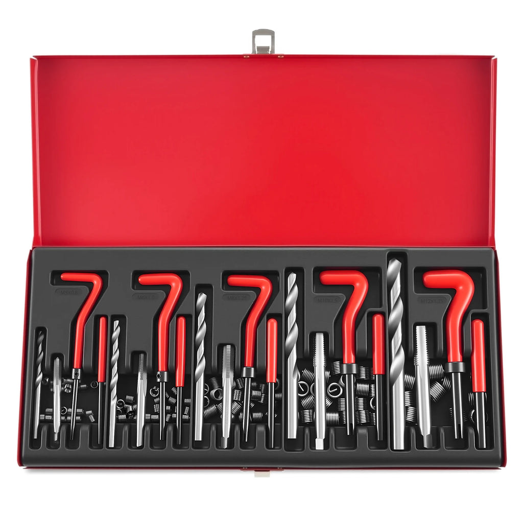 Ensemble de réparation de fil de 131 pièces Ensemble de réparation de fil de fil Outils de réparation de fil de fil avec ensemble d'hélicoil M5 M6