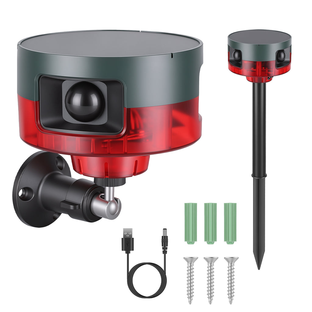 Capteur de mouvement solaire Alarme extérieure 129dB Avec 13 sons et enregistrement personnalisé