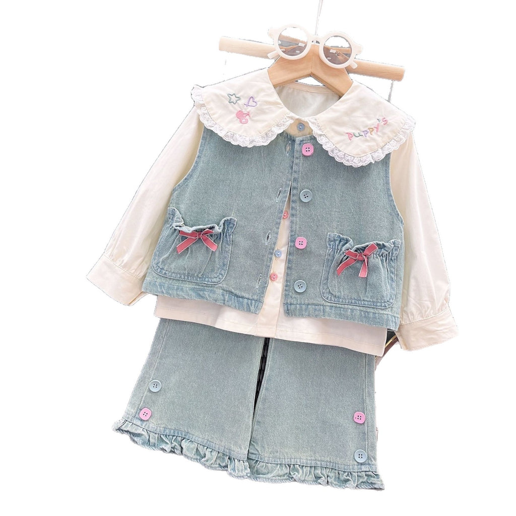Costume de denim élégant et tendance pour filles