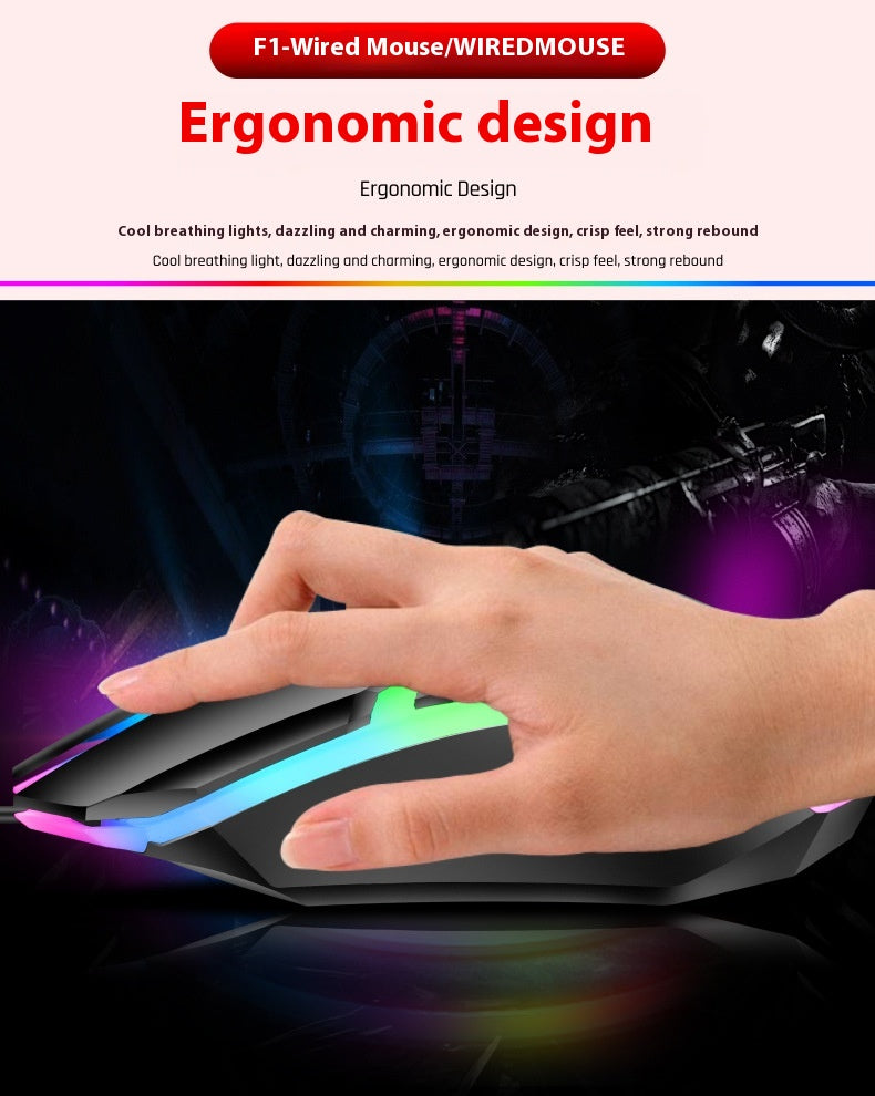 Wired Luminous Mouse Office Accueil Jeux Ordinateurs de bureau USB et Ordinateur portable Universal PlayerUn