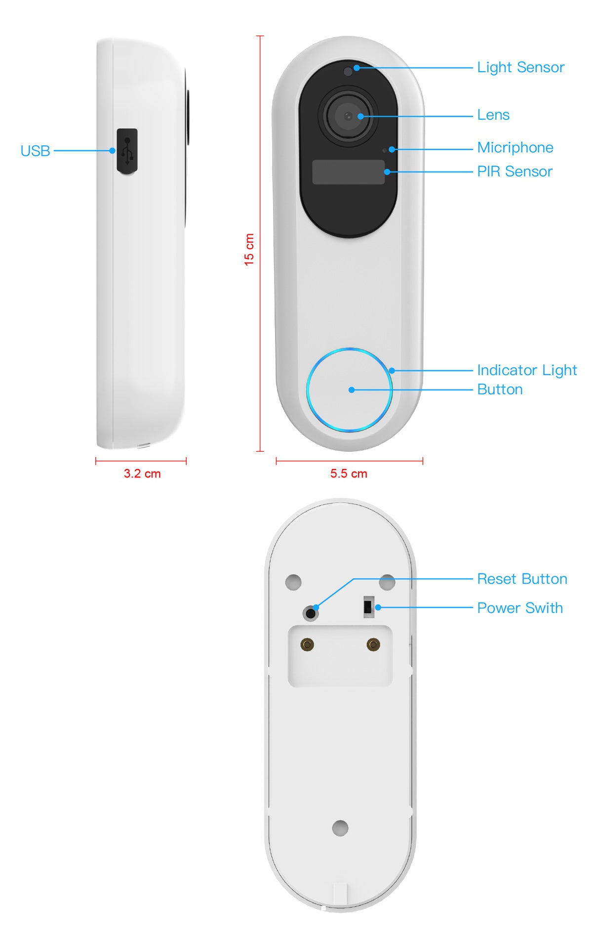 Smart Visual Doorbell Monitoring Intercom Caméra basse puissance
