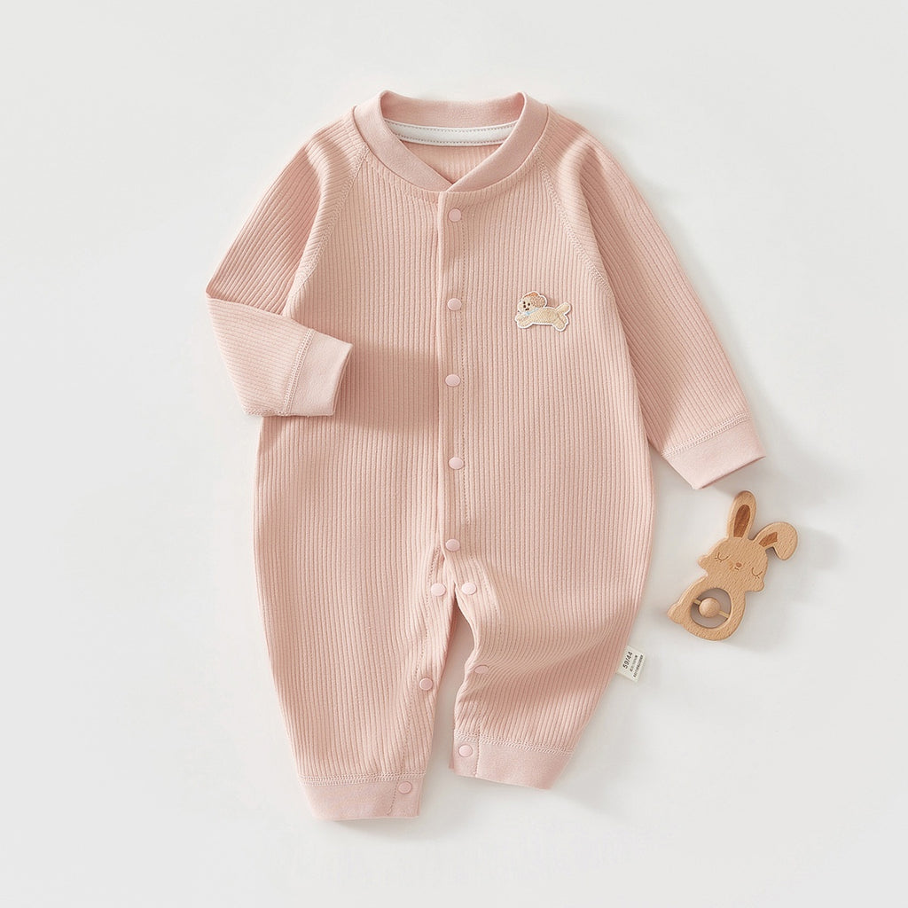 Pure coton sans os Romper Base-couche Vêtements pour bébés Pyjamas unis de couleur unie