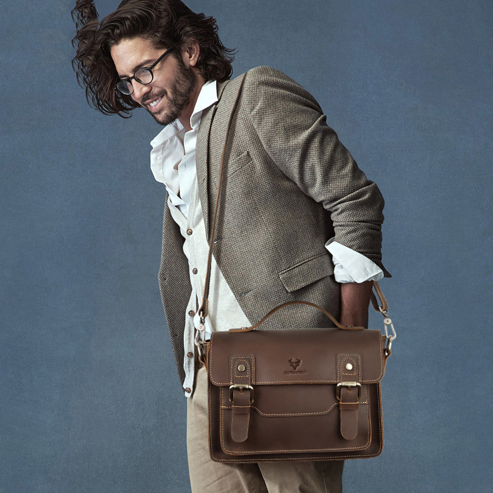 Crazy Horse Crossbody sac en cuir pour hommes