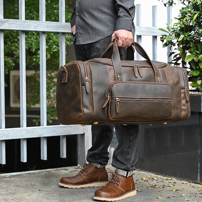 Sac à main en cuir véritable pour homme Sac à corps de grande capacité