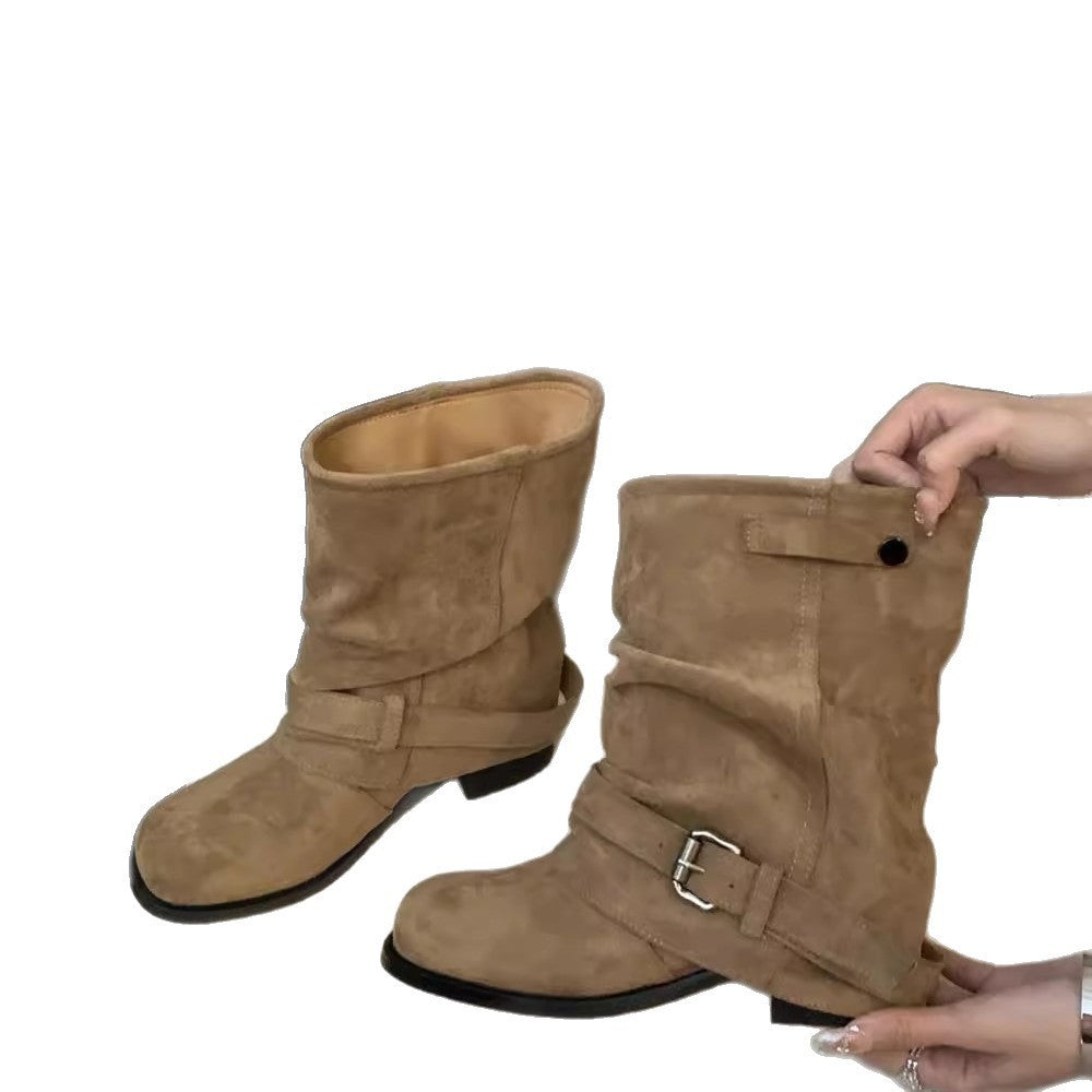 Bottes de cheville plissées pour femmes