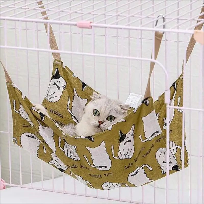 Cat respirant coton lin Hammock résistant à l'usure multicolore Cat Cage Lit suspendu Soft Wi