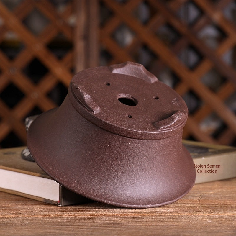 Pot à fleurs Zisha de taille moyenne avec une large bouche et une plante ronde et Bonsai Pot