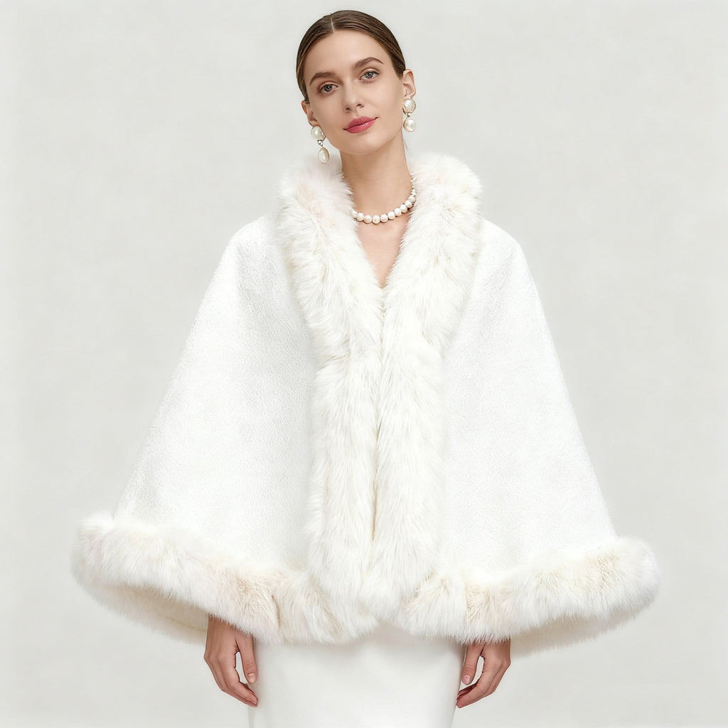 Faux Mink-fur Collar Cape Châl