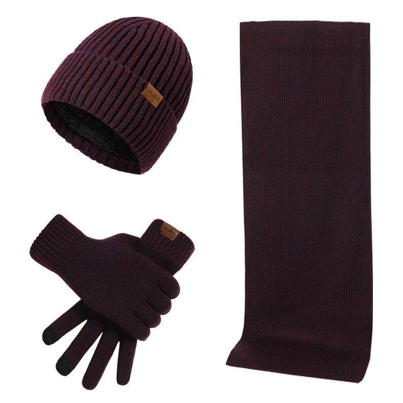 Écharpe de chapeau de tricot thermique et gants Ensemble de trois pièces