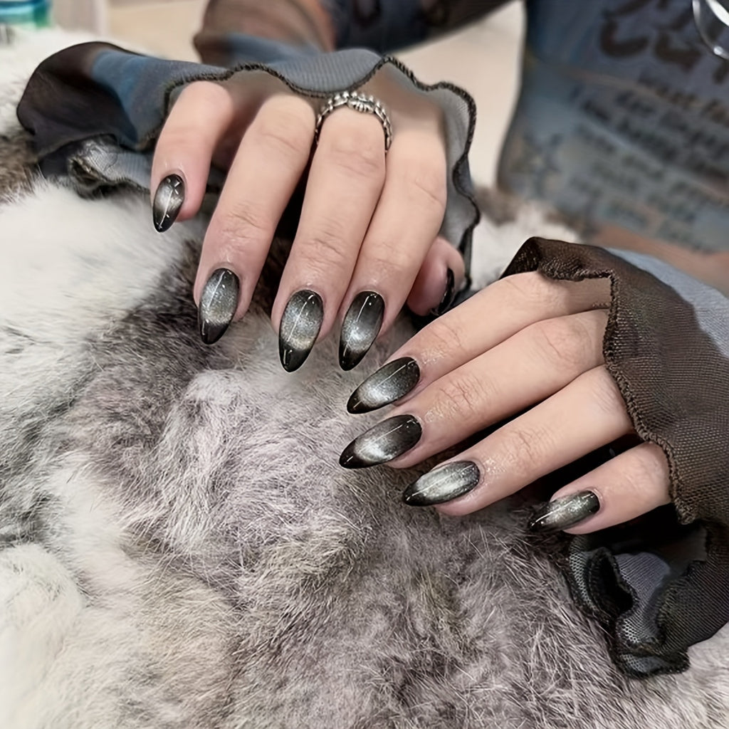 Les ongles artificiels progressifs pour les yeux de chat couleur solide pour femmes