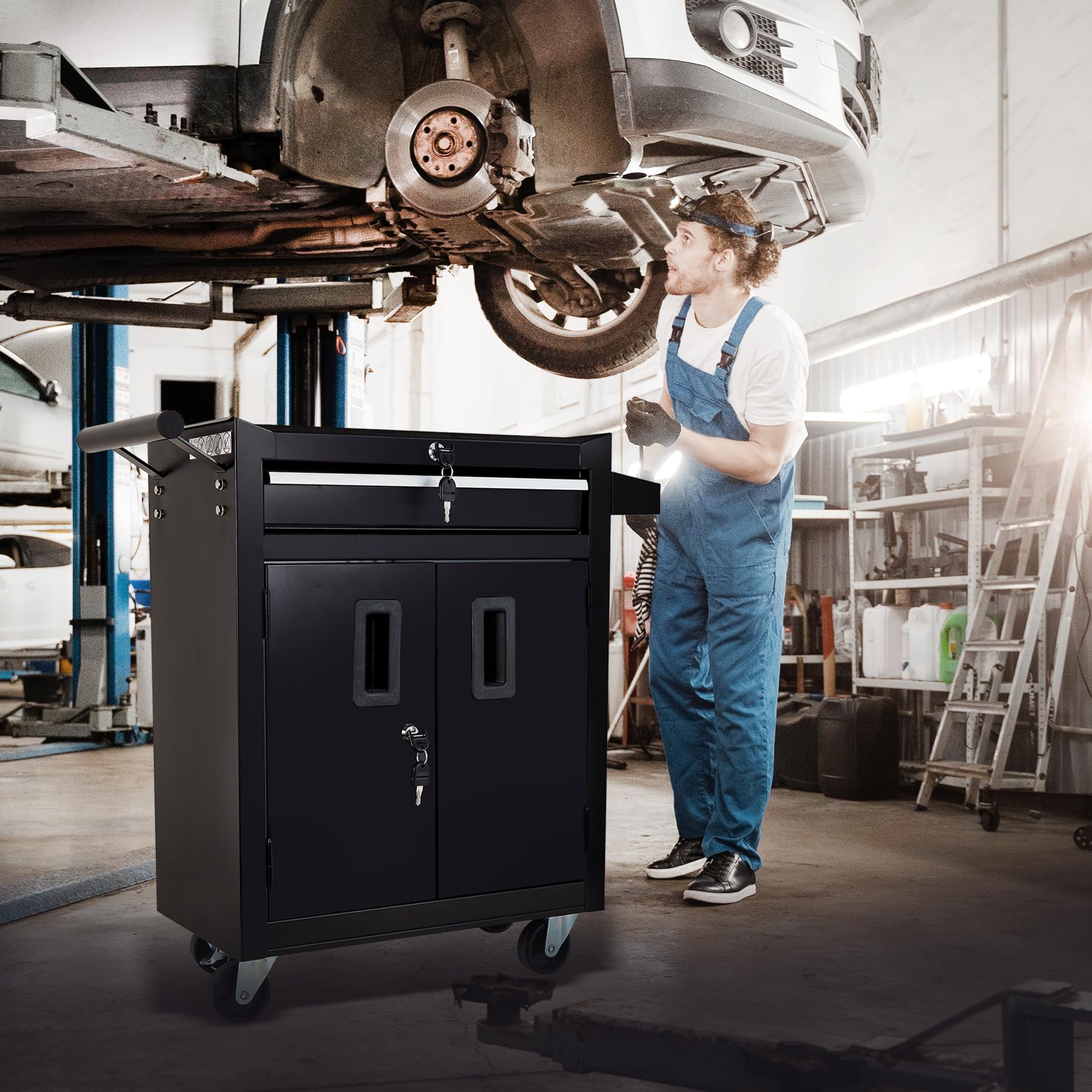 Uniquement pour la livraison sur waybill Cabinet à double porte avec un tiroir Panier d'outils TT201BK
