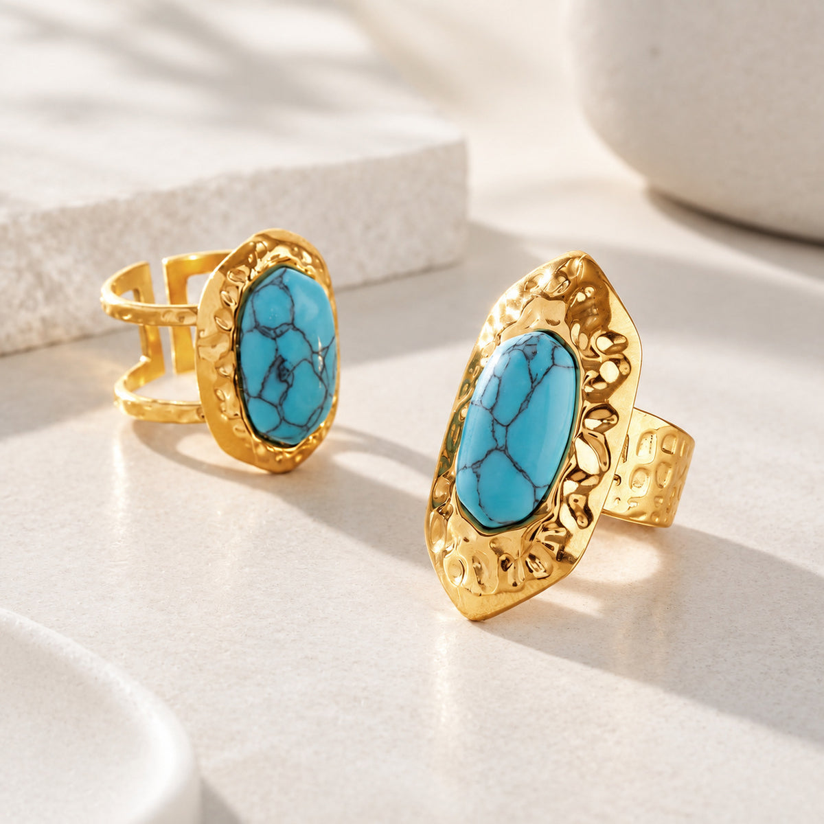 Bague en acier de titane bleu turquoise pour femmes