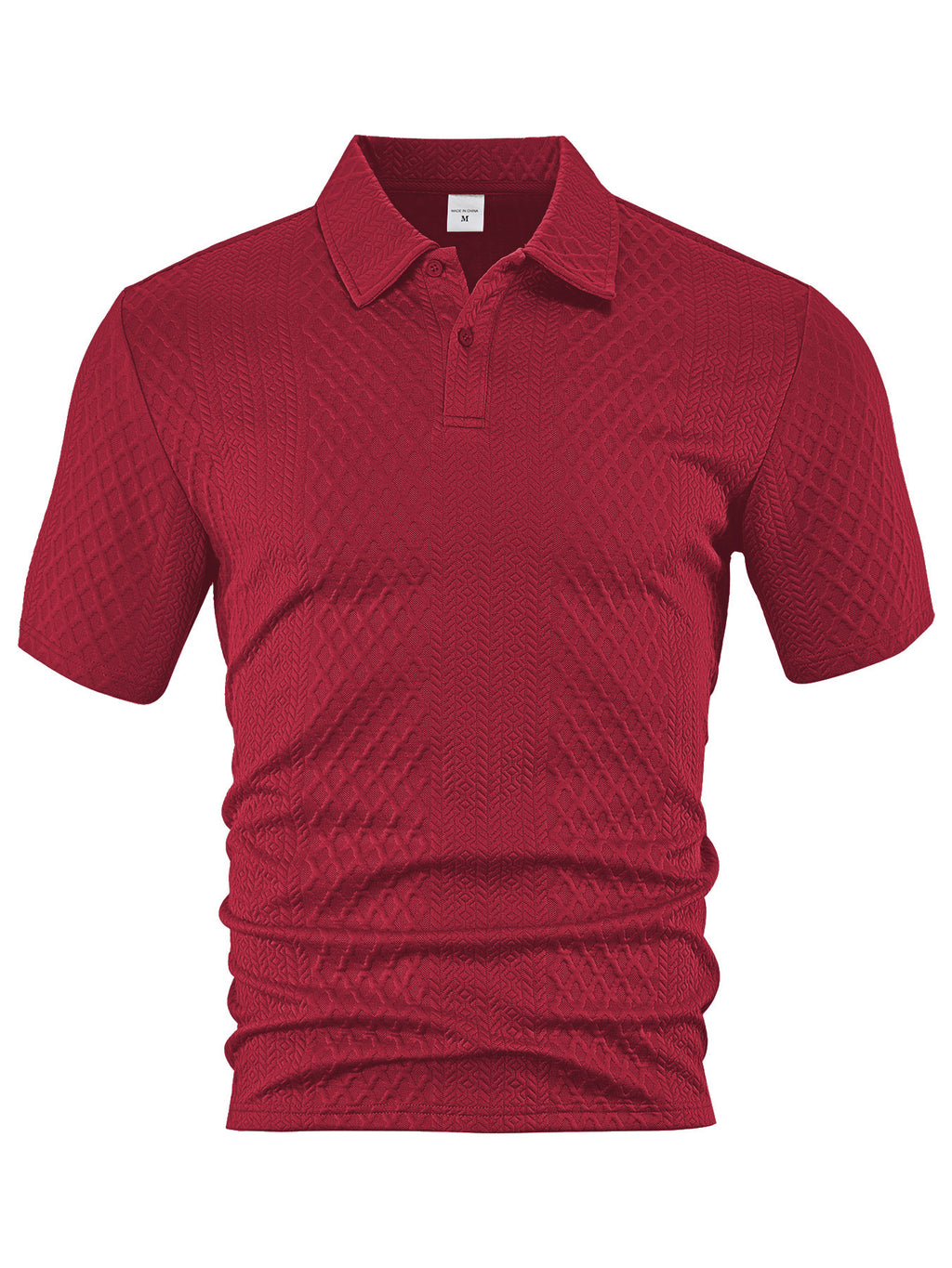 Men's Summer Thin Loose Respirant Solid Color Jacquard Tissu Lapel Short Sleeve Polo Shi
