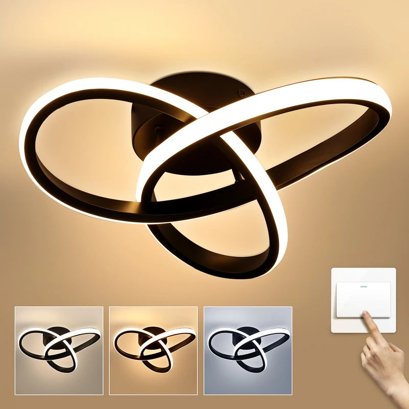 32W LED Plafond lumière 3 couleurs Dimmable Curly Flower Design pour salle de bain salon Kitche