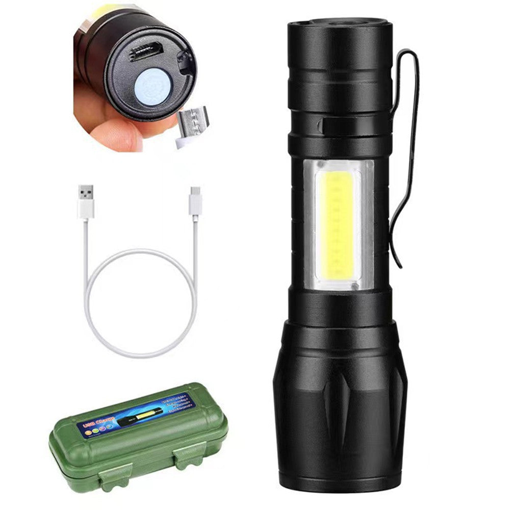 Lampe de poche télescopique LED Torche militaire USB rechargeable lampe de stylo pour le camping