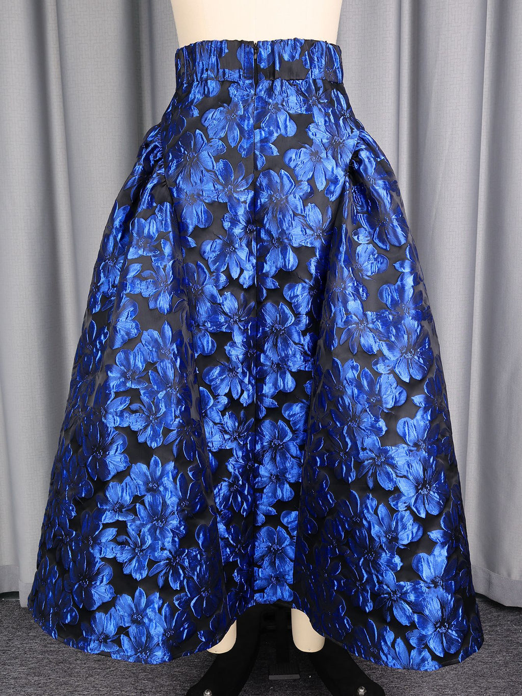 Jupe en Maxi plissée de jacquard bleu royal à haute hauteur
