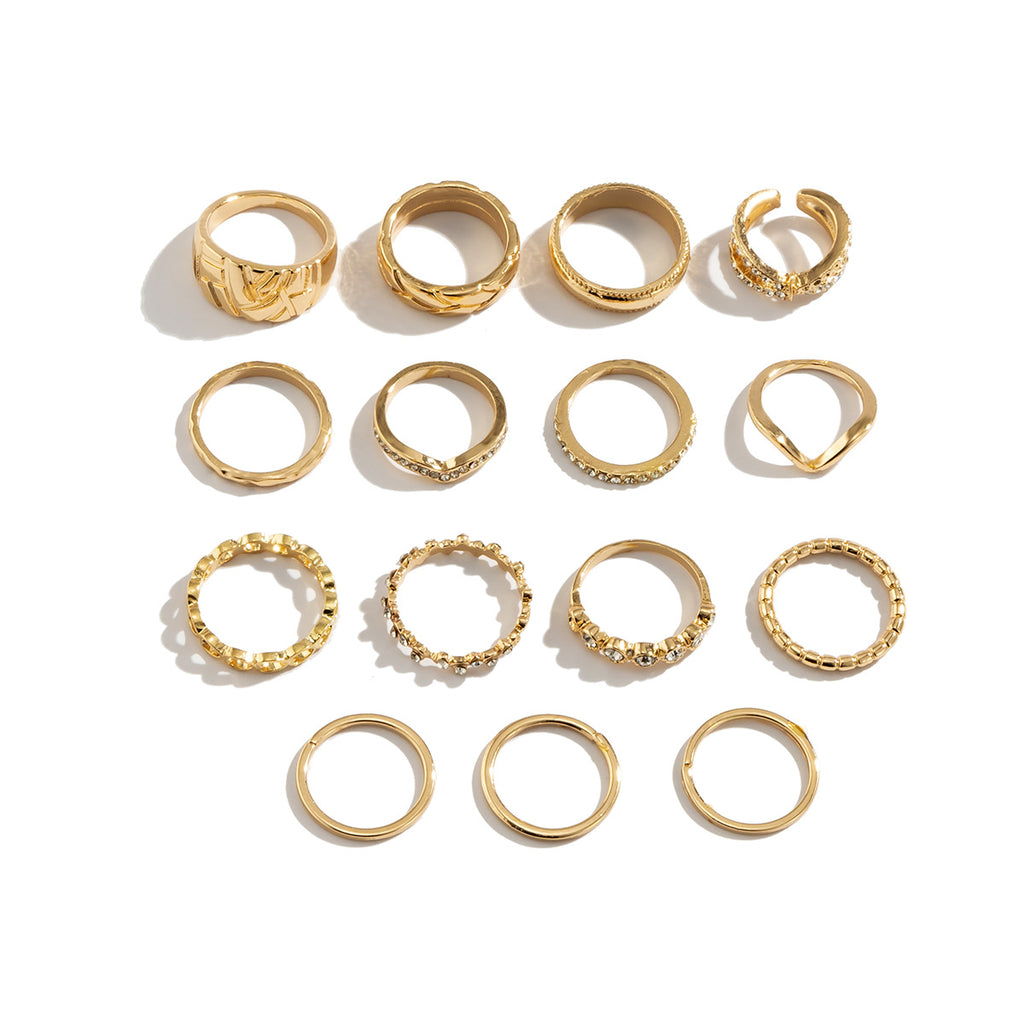 European and American Retro Cold Wind Combine Hollow Curved Ring