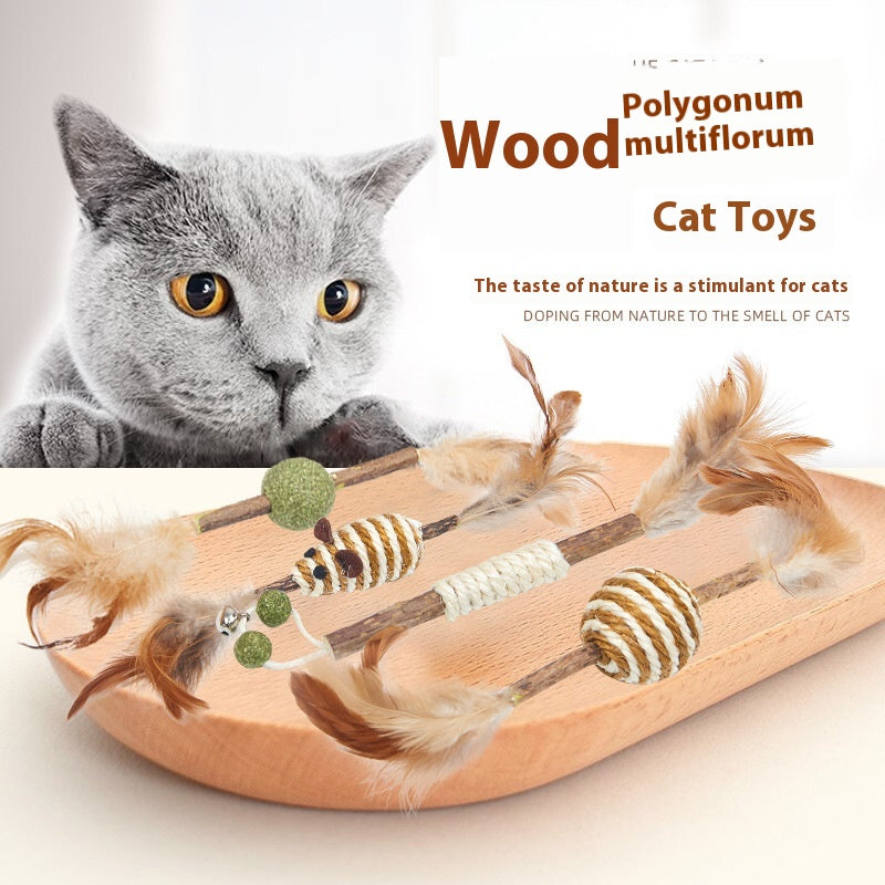 Feather Sisal Polygonum Multiflorum Auto-pet Cat Supplies Molar Dent Toy