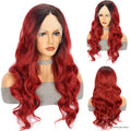 Couverture de tête de fibre de fibre chimique rouge longue vague de cheveux bouclés