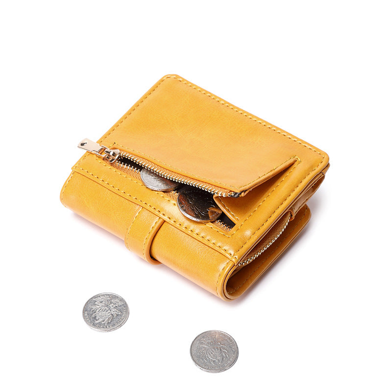 Porte-monnaie femme courte rétro étudiant pièce de la mode de la Purse tout-match Wallet Card Clamp