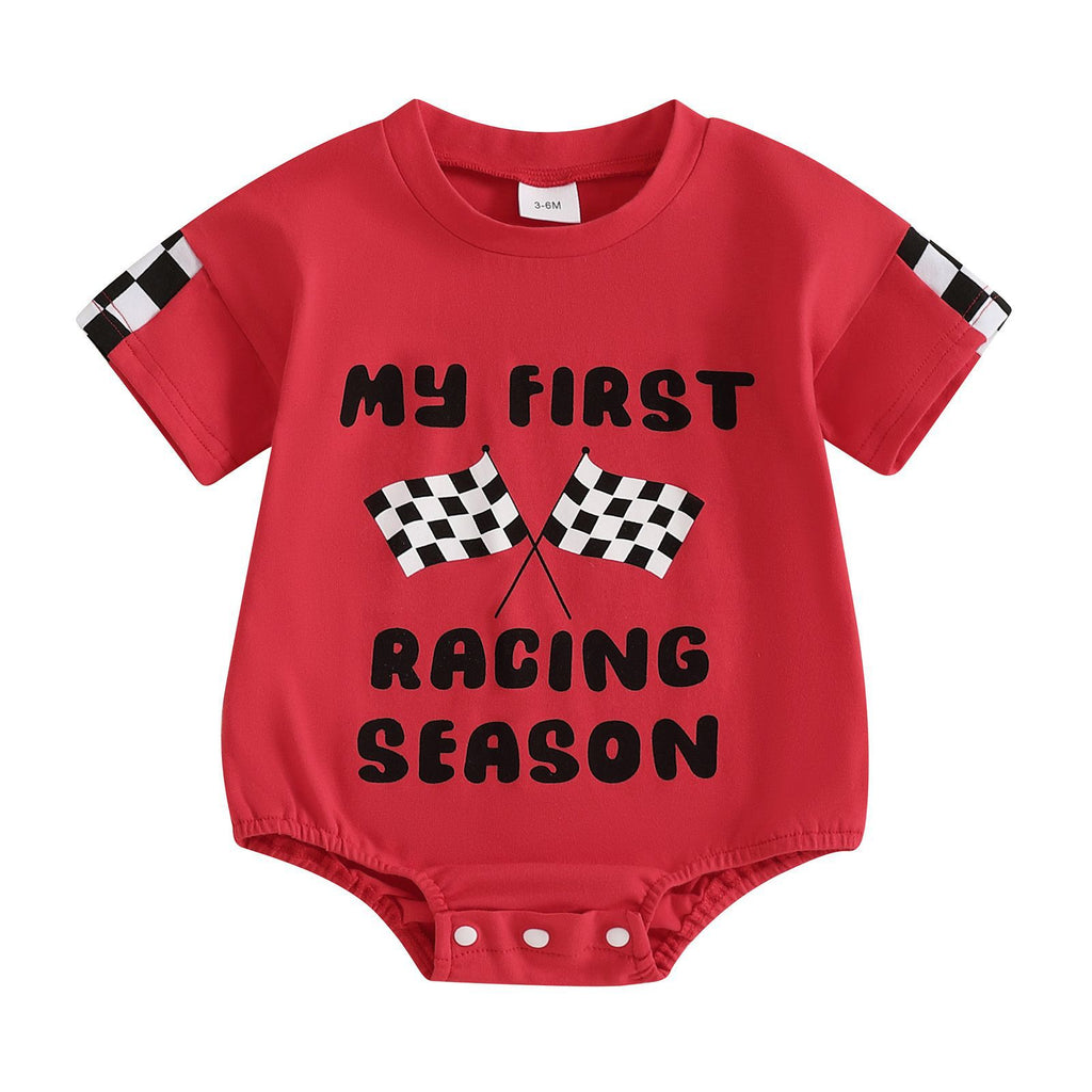 Voiture de course letter Red T-shirt Romper manches courtes