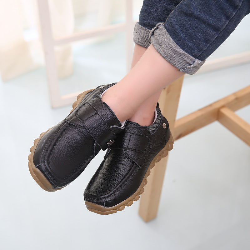 Pompes en cuir véritable pour garçons Soft Bottom Middle and Big Children