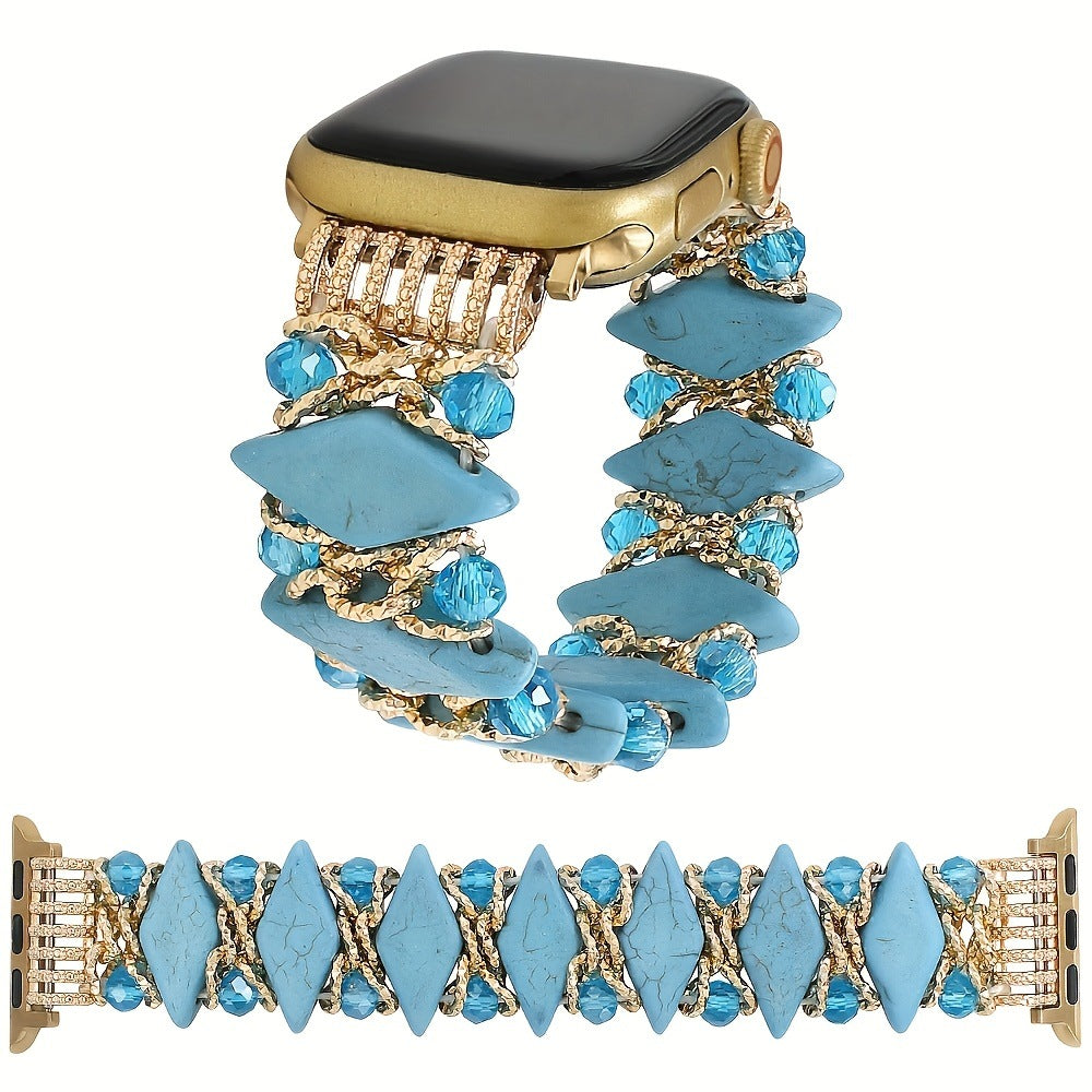 Bracelet de montre élastiquée à la mode Diamond-Pattern Turquoise