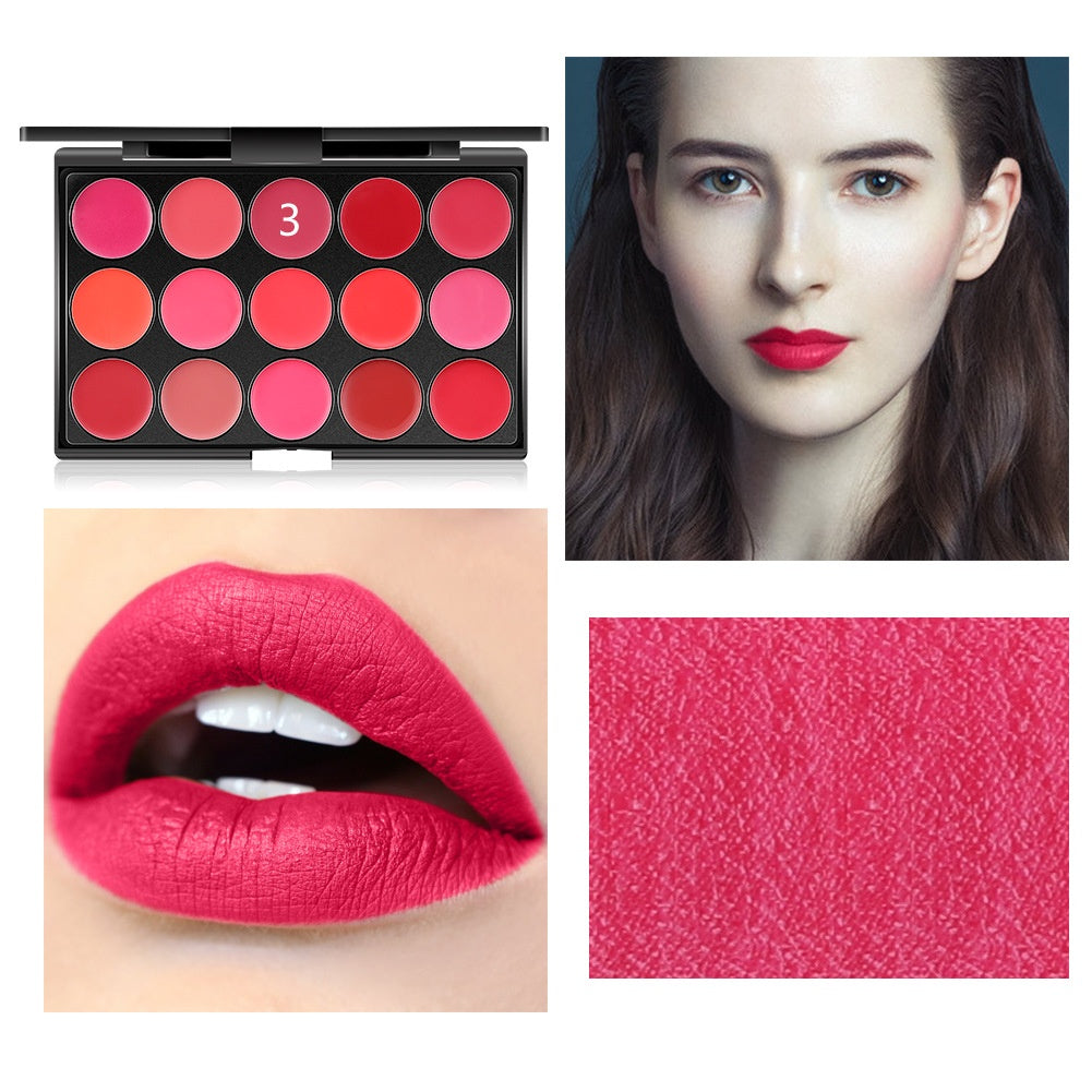 15 Couleurs Rouge à lèvres Lip Gloss Maquillage Palette