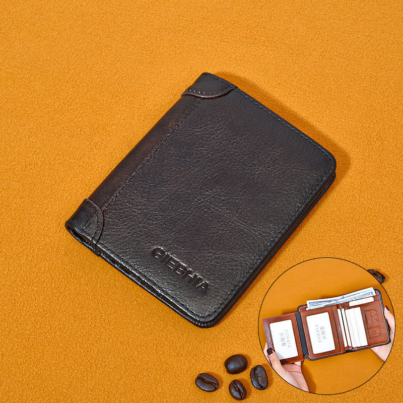 Porte-monnaie en cuir antivol ultra-mince en cuir pour hommes