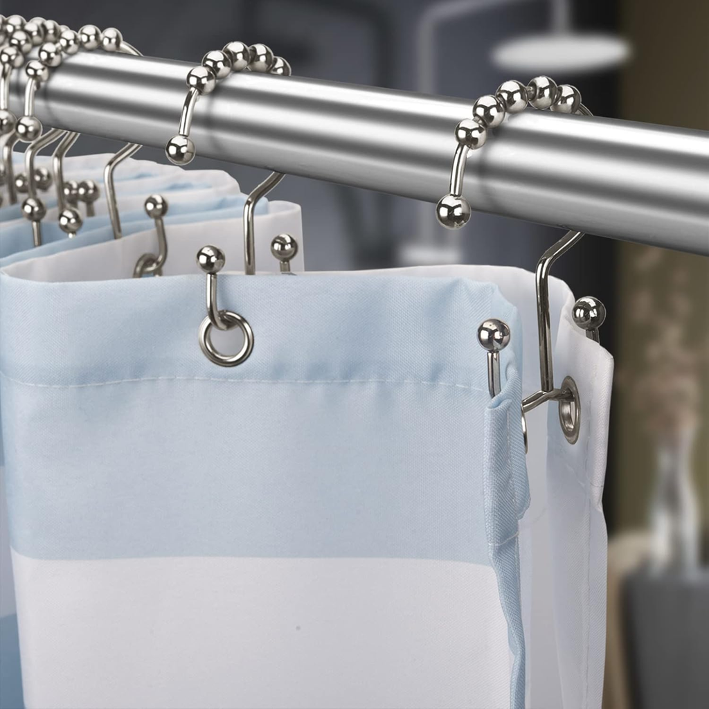 12 Pack Rideaux de douche Crochets résistant à la rouille en métal Doubles anneaux pour douche salle de bain R